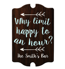 Custom Tavern Shaped Wood Bar Sign - Happy Hour