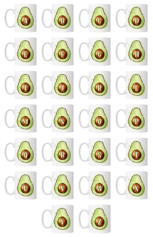 CUSTOMIZABLE 15 ounce Coffee Mug - MONOGRAM - Avocados