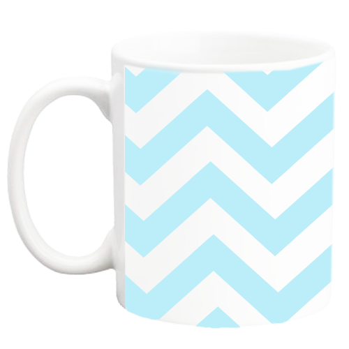 Custom Coffee Mug - Blue Chevron - 11 ounce