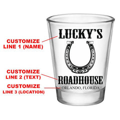 CUSTOMIZABLE - 1.75oz Clear Shot Glass - Horseshoe