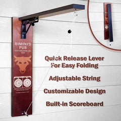 CUSTOMIZABLE Wall Mounted Folding Ring Toss - Bull - Brown Features Lever Adjustable Scoreboard
