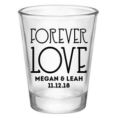 CUSTOMIZABLE - 1.75oz Clear Wedding Shot Glass - Forever Love