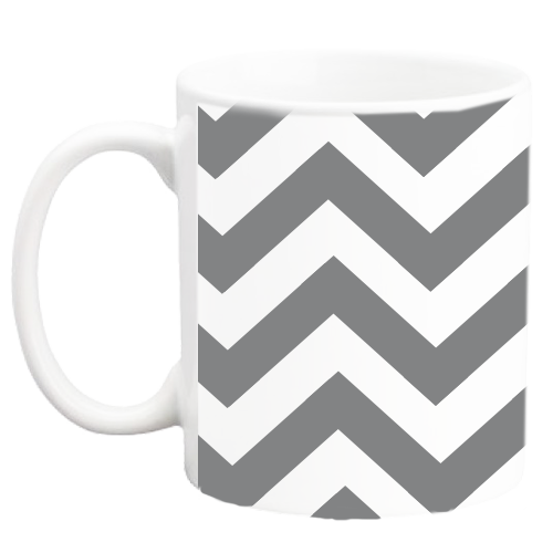 Custom Coffee Mug - Gray Chevron - 11 ounce
