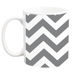 Custom Coffee Mug - Gray Chevron - 11 ounce