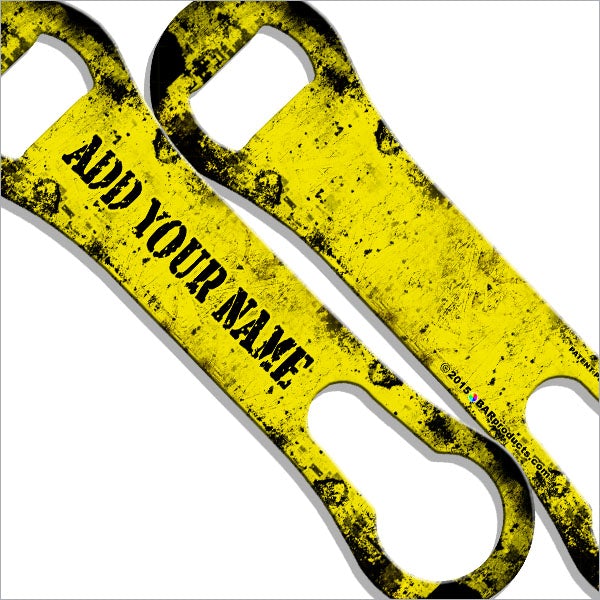 "ADD YOUR NAME"  V-ROD® Bottle Opener – Grunge – Yellow