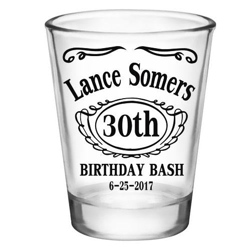 CUSTOMIZABLE - 1.75oz Clear Shot Glass - Birthday Bash