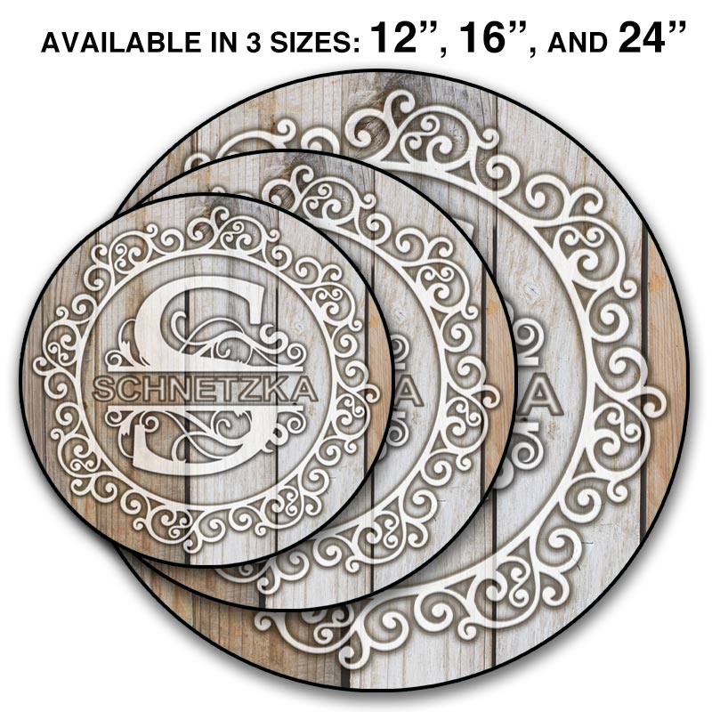 ADD YOUR NAME Lazy Susan - WHITE WOOD with Decorative Design - 3 Different Sizes - Table Top