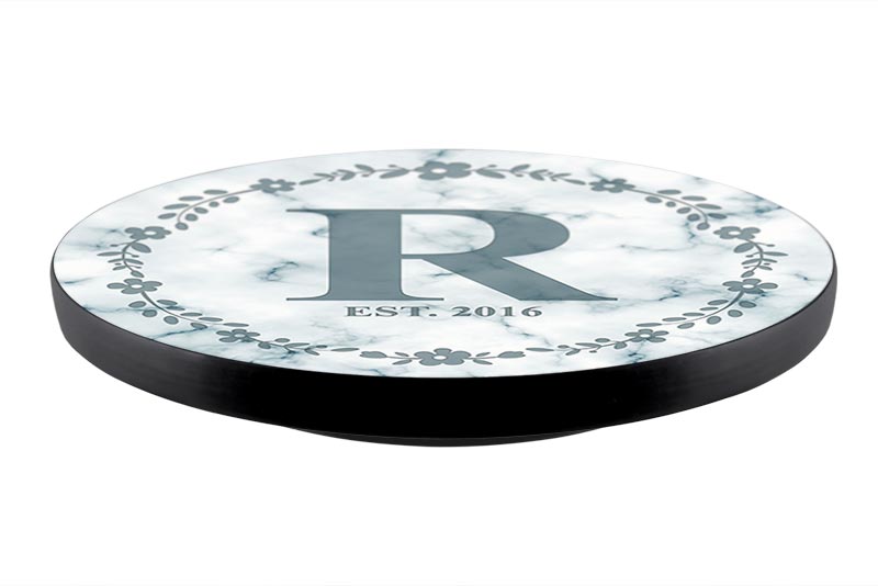 ADD YOUR NAME Lazy Susan - MARBLE MONOGRAM - 3 Different Sizes - Table Top