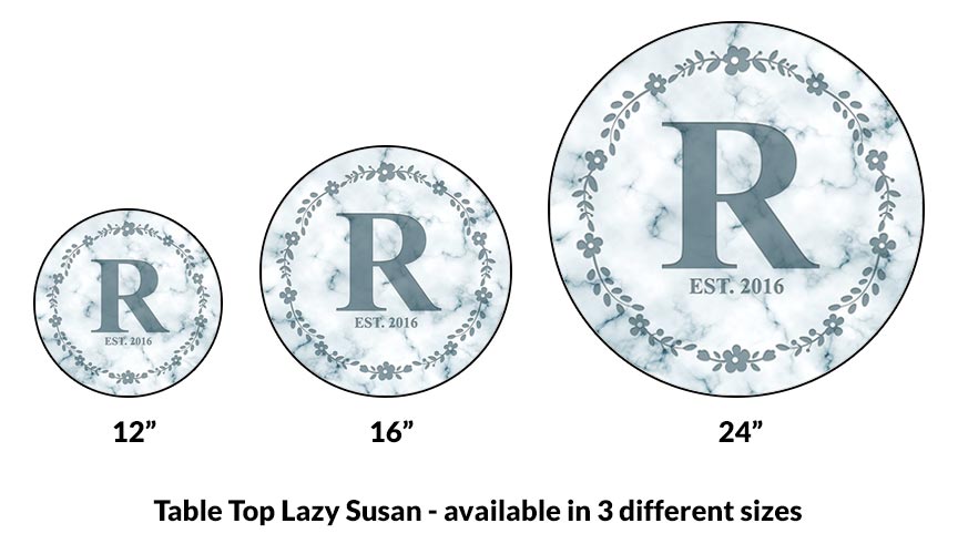 ADD YOUR NAME Lazy Susan - MARBLE MONOGRAM - 3 Different Sizes - Table ...