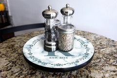 ADD YOUR NAME Lazy Susan - MARBLE MONOGRAM - 3 Different Sizes - Table Top