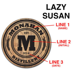 Wood Lazy Susan - Add Your Name - Distillery - Size Variations