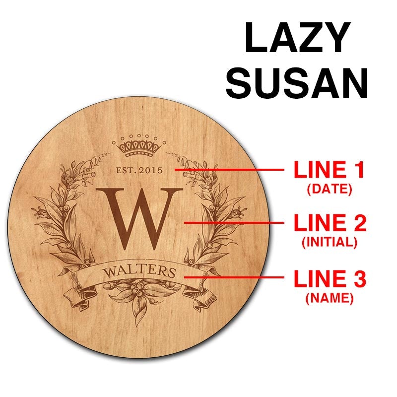 ADD YOUR NAME Lazy Susan - MONOGRAM - 3 Different Sizes - Table Top ...