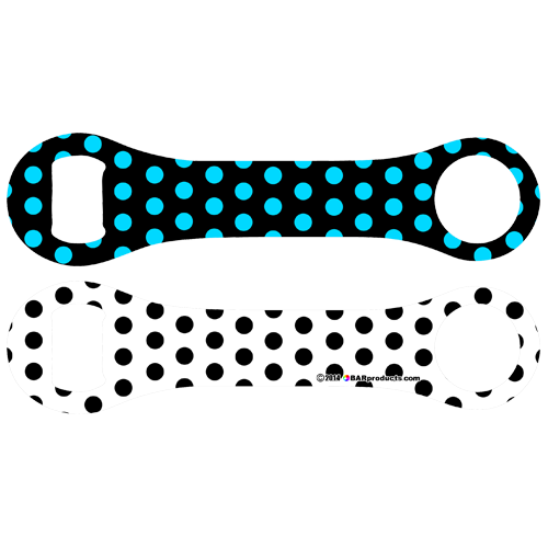 Kolorcoat™ Dog Bone Bottle Opener - Blue, Black and White Polka Dots