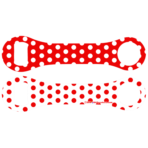 Kolorcoat™ Dog Bone Bottle Opener - Red and White Polka Dots