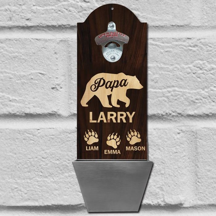 Custom Round Top Plaque with Cap Catcher - Papa Bear