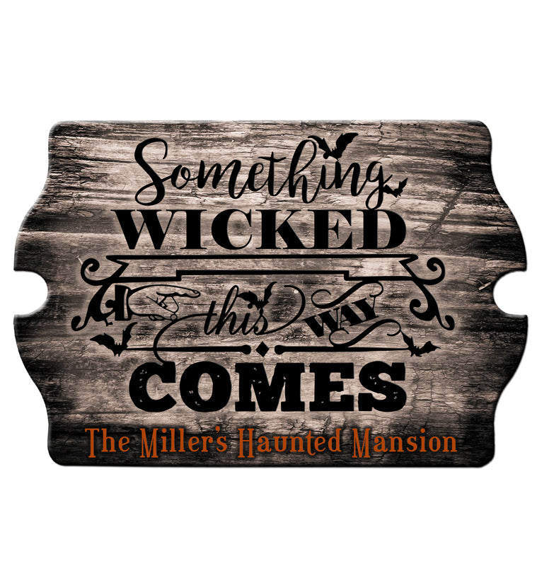 Custom Tavern Shaped Wood Bar Sign - Something Wicked | logobarproducts