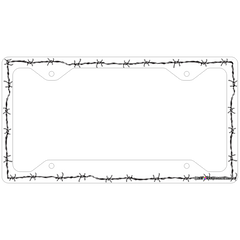 License Plate Frame - White Barbed Wire