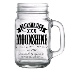 CUSTOMIZABLE - 16oz Mason Jar with Handle - Moonshine