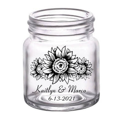 CUSTOMIZABLE - 2oz Clear Mini Mason Jar Shot Glass - Sunflower