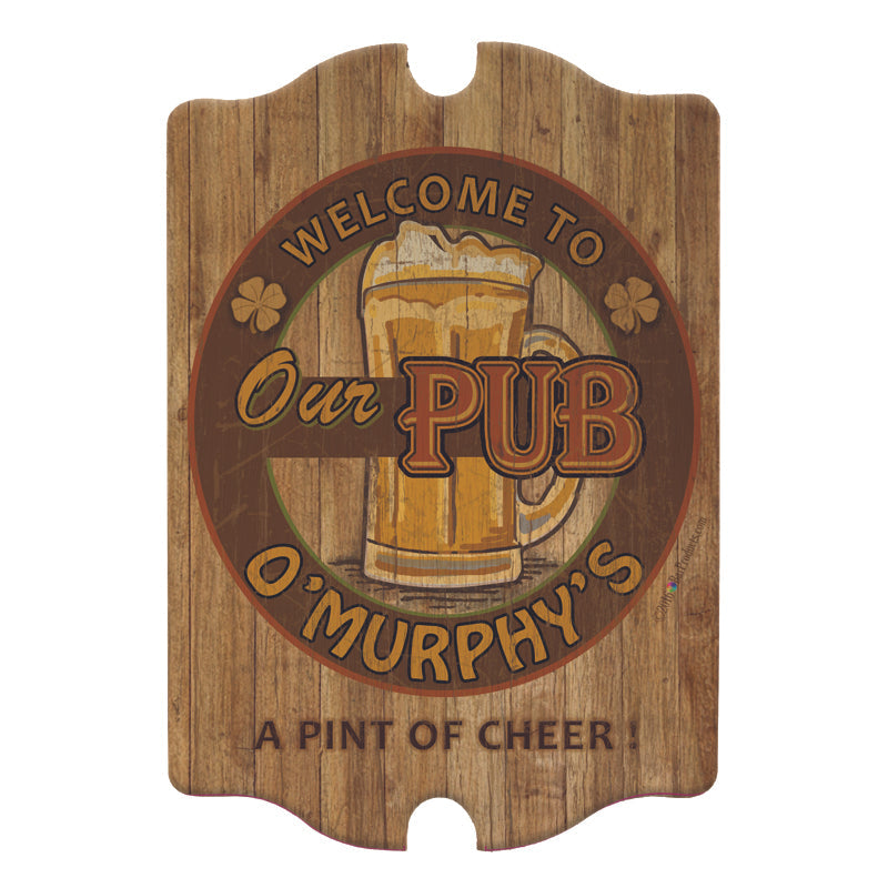 Custom Tavern Shaped Wood Bar Sign - Our Pub
