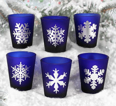 Printed Blue Shot Glasses - Snowflakes - 1.5 ounce