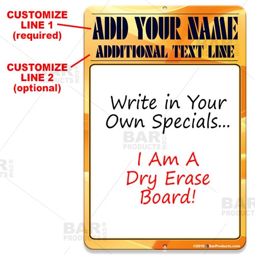 Dry Erase Specials Sign - ADD YOUR NAME - Yellow Abstract Template