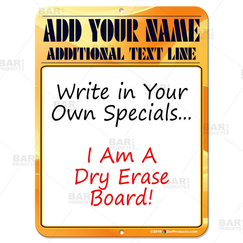 9" x 12" Specials Dry Erase Bar Sign