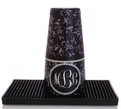 ADD YOUR NAME - Cocktail Shaker Tin - 28 oz weighted - Gray Swirls Monogram