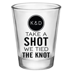 CUSTOMIZABLE Clear Wedding Shot Glass - Tied the Knot - 1.75oz