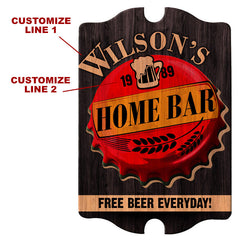 Custom Tavern Shaped Wood Bar Sign - Home Bar