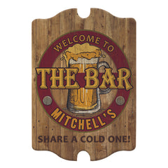 Custom Tavern Shaped Wooden Bar Sign - The Bar