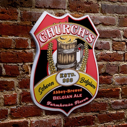 CUSTOMIZABLE Wood Shield Plaque - Heritage Beer Tavern Sign - Many Opt ...