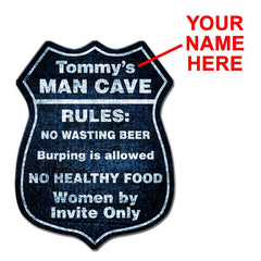 CUSTOMIZABLE Wood Shield Plaque - Man Cave - MULTIPLE COLORS - Two Sizes